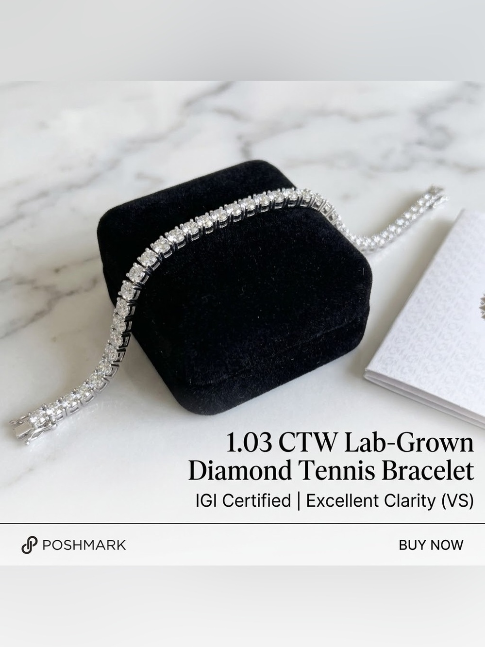 IGI Certified 1.03 CTW Lab Diamond Tennis Bracelet Solid Silver (E-F / VVS-VS)